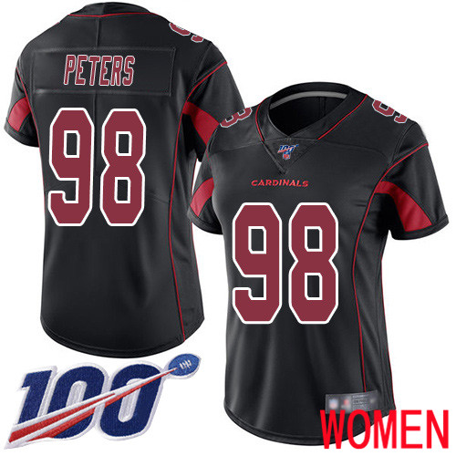 Arizona Cardinals Limited Black Women Corey Peters Jersey NFL Football #98 100th Season Rush Vapor Untouchable
